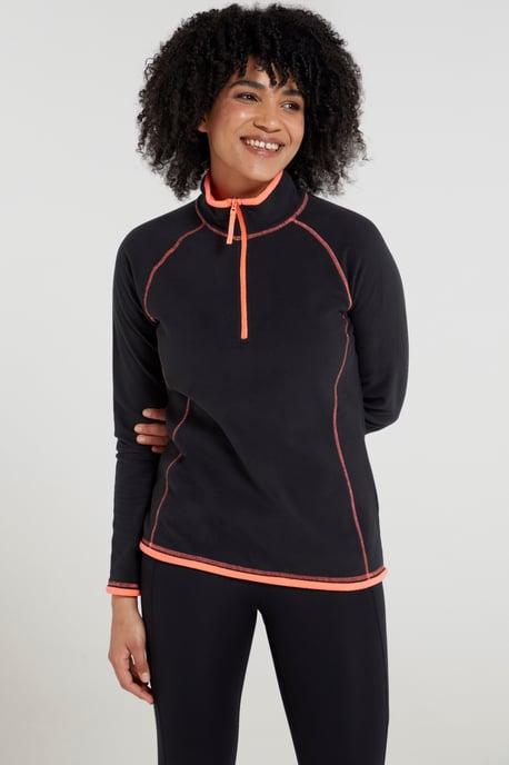 'Montana' Women's Microfleece Jacket Half Zip Breathable Quick Dry Sweater Black - Image 1