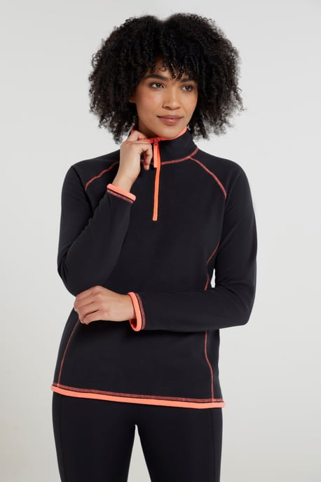 'Montana' Women's Microfleece Jacket Half Zip Breathable Quick Dry Sweater Black - Image 3