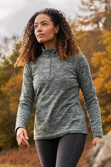 'Snowdon' Women's Fleece Top Half Zip Breathable Quick Dry Sweater Khaki - Image 1