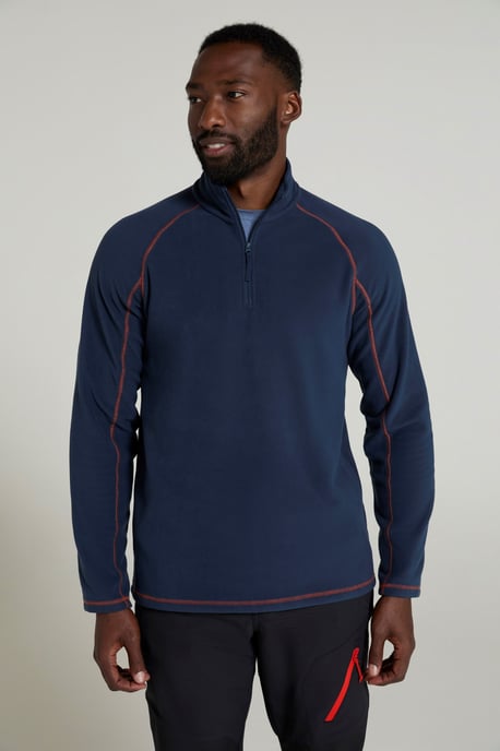 'Ashbourne' Men's Fleece Jacket Half Zip Mid Layer Sweater Navy - Image 1