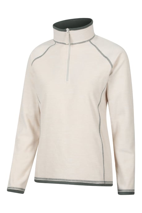 'Montana' Women's Microfleece Jacket Half Zip Breathable Quick Dry Sweater Cream - Image 2