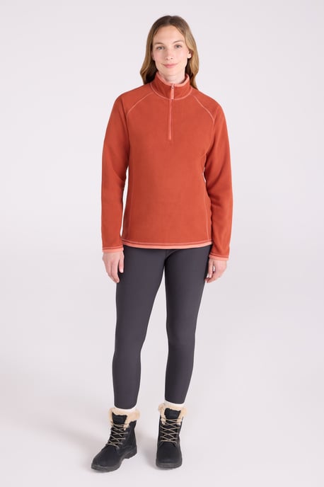 'Montana' Women's Microfleece Jacket Half Zip Breathable Quick Dry Sweater Orange - Image 2