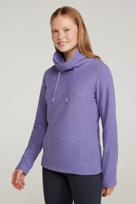 'Hebridean' Women's Cowl Neck Fleece Sweater with Front Pockets Breathable Purple - Image 1