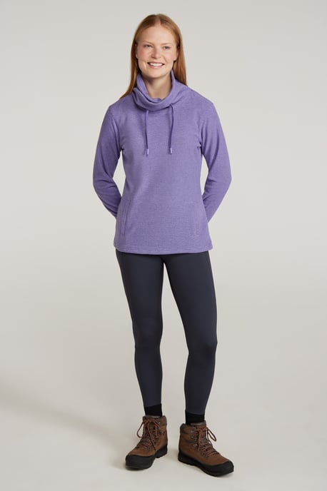 'Hebridean' Women's Cowl Neck Fleece Sweater with Front Pockets Breathable Purple - Image 3