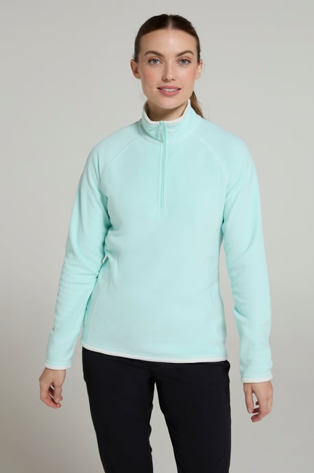 'Montana' Women's Microfleece Jacket Half Zip Breathable Quick Dry Sweater Mint - Image 1
