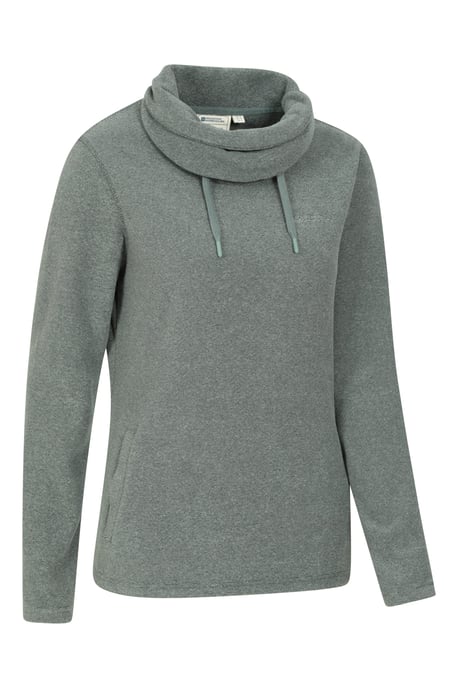 'Hebridean' Women's Cowl Neck Fleece Sweater with Front Pockets Breathable Forest Green - Image 6