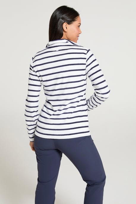 'Camber' Women's Striped Fleece Jacket Half Zip Warm Cosy Sweater Beige - Image 3