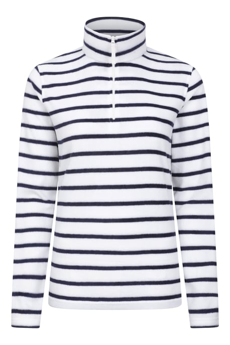 'Camber' Women's Striped Fleece Jacket Half Zip Warm Cosy Sweater Beige - Image 5