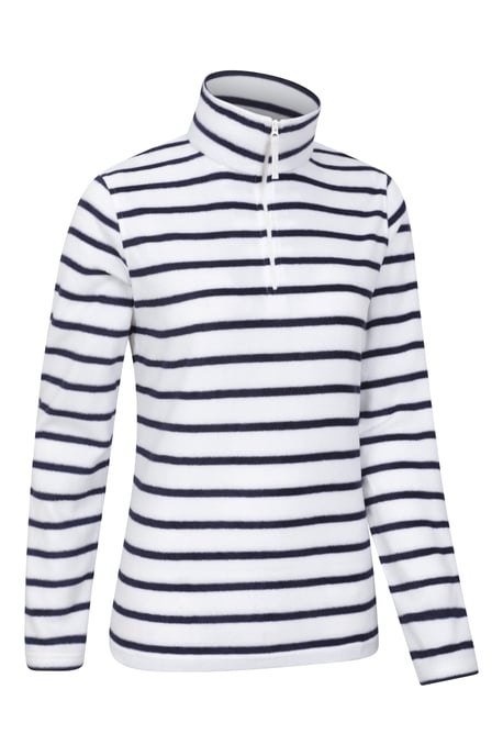 'Camber' Women's Striped Fleece Jacket Half Zip Warm Cosy Sweater Beige - Image 6