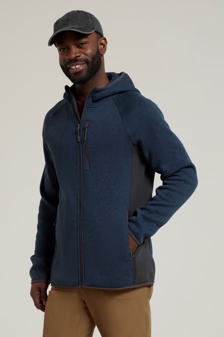 'Treston' Men's Hooded Fleece Sweater Antipill Stretchy Winter Coat Navy - Image 2