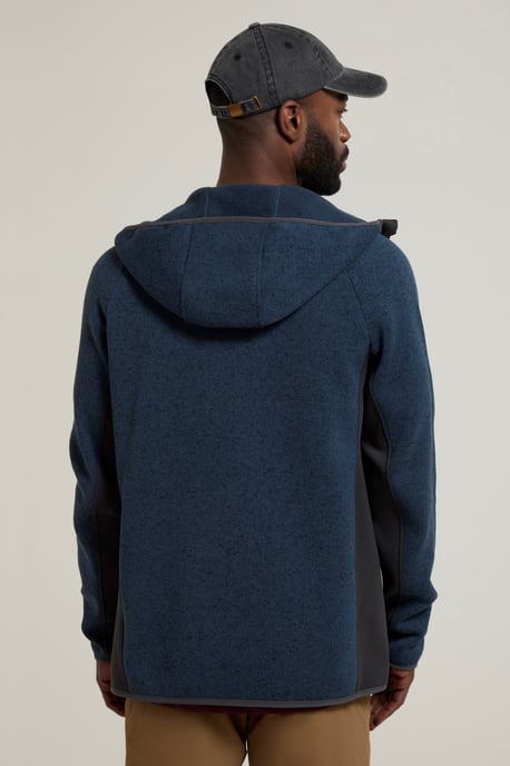 'Treston' Men's Hooded Fleece Sweater Antipill Stretchy Winter Coat Navy - Image 4