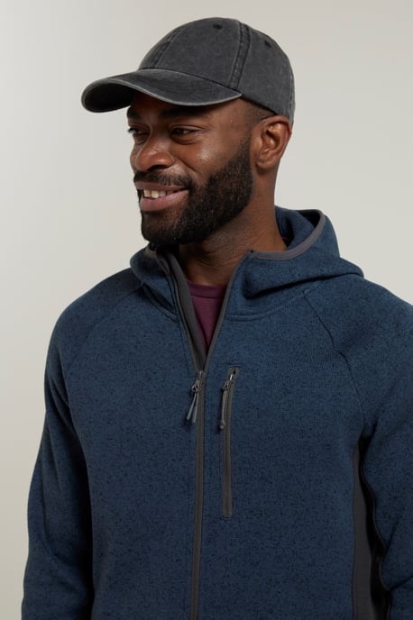'Treston' Men's Hooded Fleece Sweater Antipill Stretchy Winter Coat Navy - Image 5