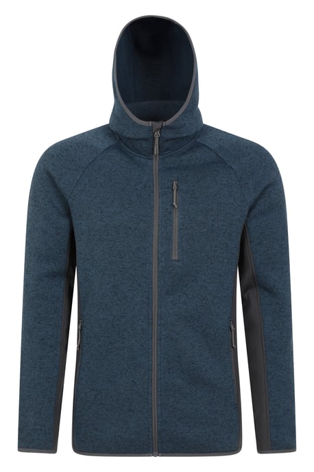 'Treston' Men's Hooded Fleece Sweater Antipill Stretchy Winter Coat Navy - Image 6