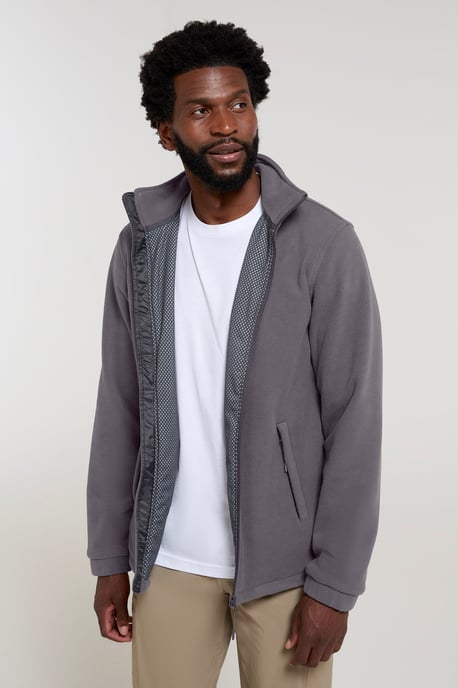 'Bernard' Men's Fleece Sweater with Pockets Windproof Breathable Coat Dark Grey - Image 4