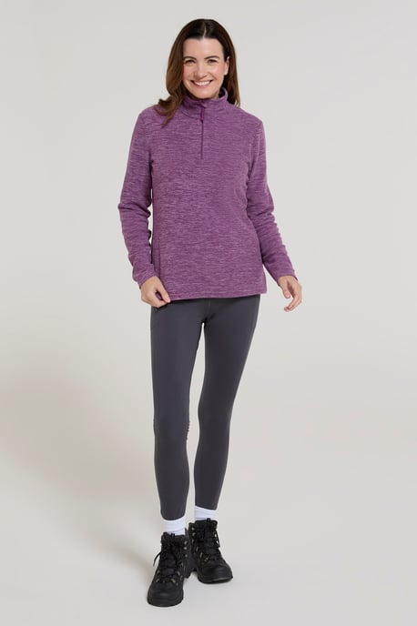 'Snowdon' Women's Fleece Top Half Zip Breathable Quick Dry Sweater Purple - Image 2