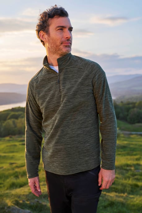 'Snowdon' Men's Fleece Top Half Zip Breathable Quick Dry Sweater Forest Green - Image 1