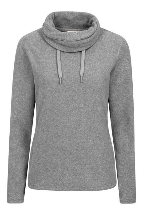 'Hebridean' Women's Cowl Neck Fleece Sweater with Front Pockets Breathable Dark Grey - Image 5
