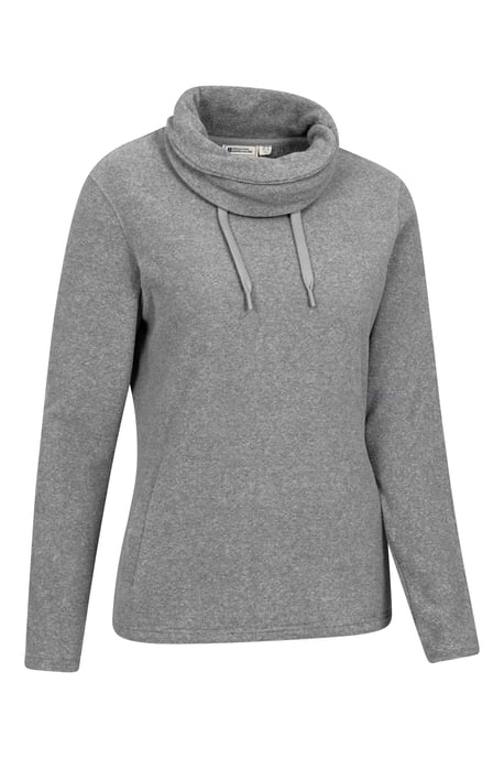 'Hebridean' Women's Cowl Neck Fleece Sweater with Front Pockets Breathable Dark Grey - Image 6