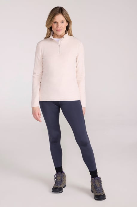 'Snowdon' Women's Fleece Top Half Zip Breathable Quick Dry Sweater Ecru - Image 3