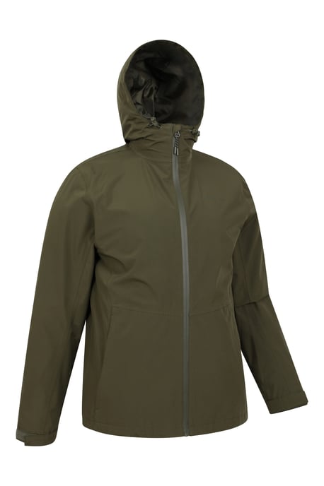 'Covert' Men's Rain Jacket with Adjustable Hood Waterproof Coat Khaki - Image 2