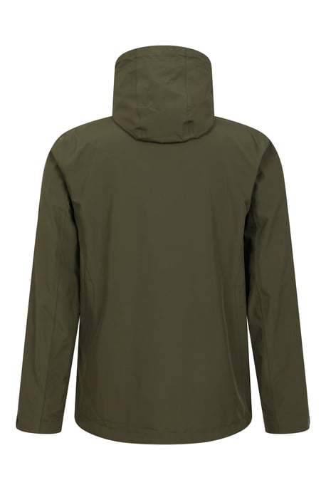 'Covert' Men's Rain Jacket with Adjustable Hood Waterproof Coat Khaki - Image 3