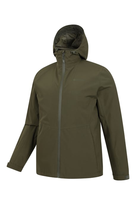 'Covert' Men's Rain Jacket with Adjustable Hood Waterproof Coat Khaki - Image 4