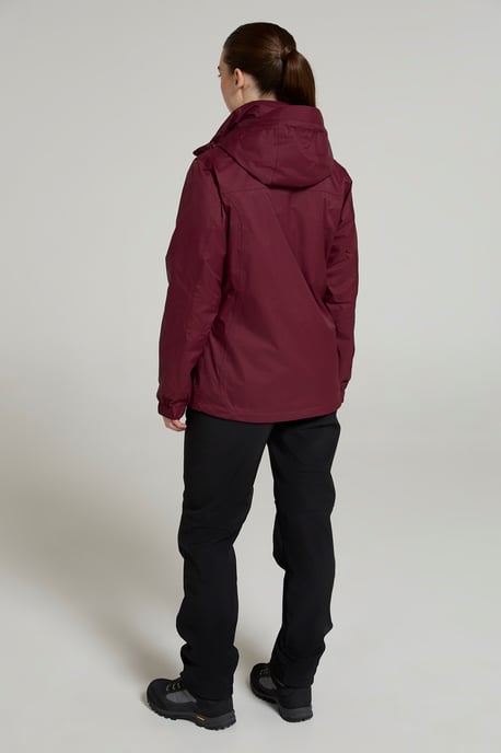 'Bracken' Women's Extreme 3 in 1 Waterproof Jacket Warm Inner Fleece Winter Coat Burgundy - Image 3