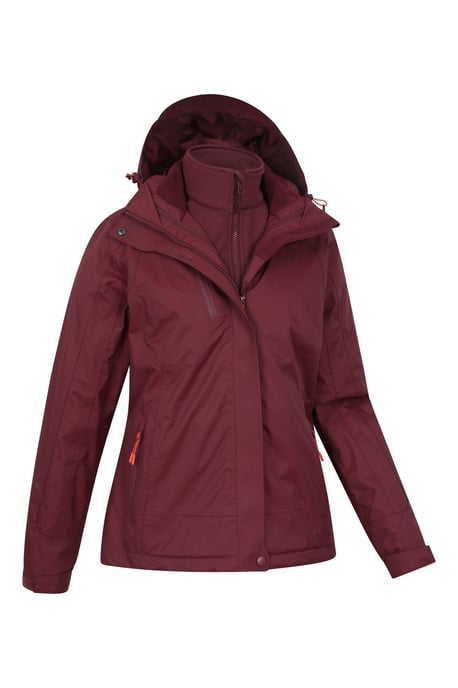 'Bracken' Women's Extreme 3 in 1 Waterproof Jacket Warm Inner Fleece Winter Coat Burgundy - Image 6