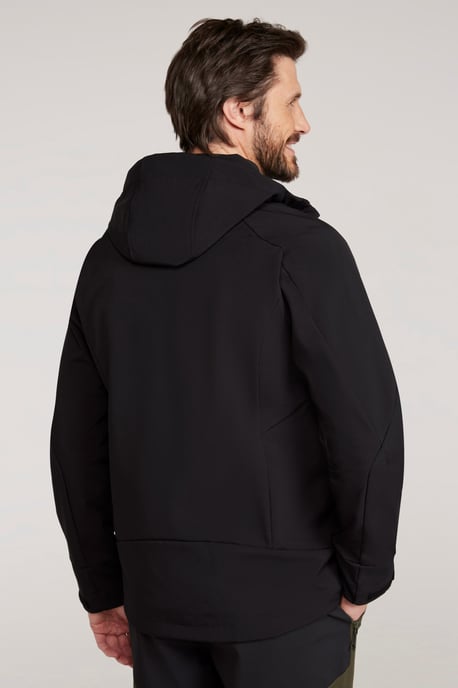 'Radius' Men's Softshell Jacket with Chin Guard Water Resistant Coat Black - Image 2