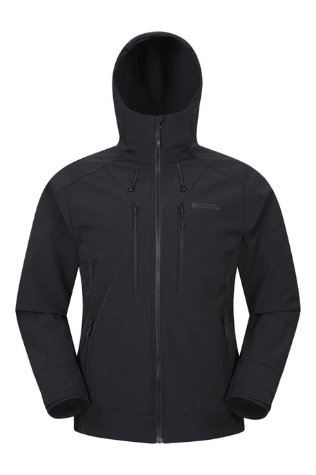 'Radius' Men's Softshell Jacket with Chin Guard Water Resistant Coat Black - Image 5