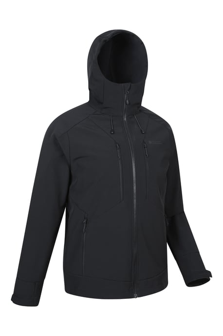 'Radius' Men's Softshell Jacket with Chin Guard Water Resistant Coat Black - Image 6