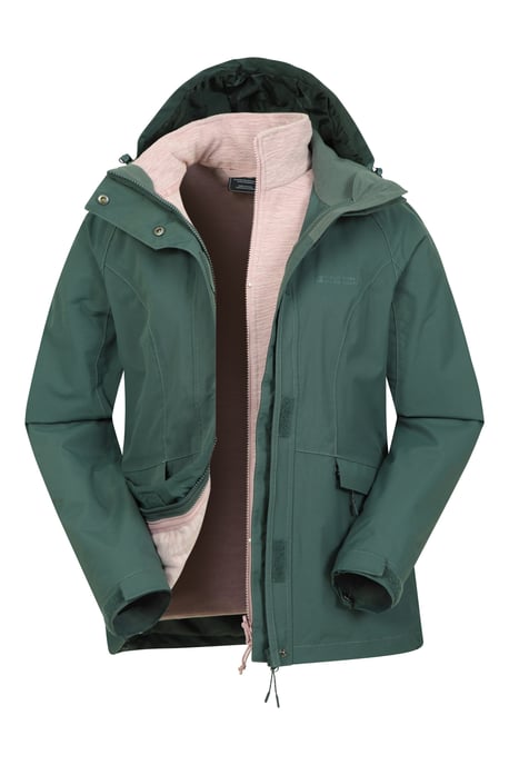 'Thunderstorm' Women's 3 in 1 Jacket Waterproof Inner Fleece Hooded Winter Coat Khaki - Image 5