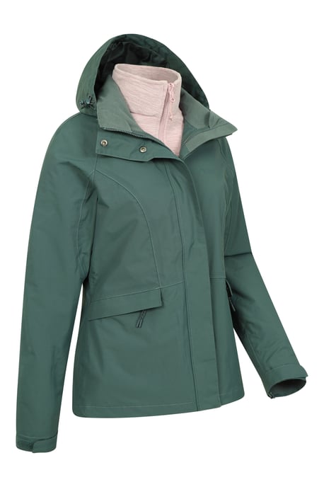 'Thunderstorm' Women's 3 in 1 Jacket Waterproof Inner Fleece Hooded Winter Coat Khaki - Image 6