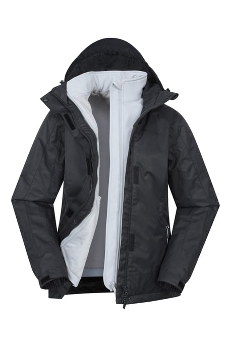 'Bracken' Women's Melange 3 in 1 Jacket Waterproof Hooded Full Zip Winter Coat Black - Image 1