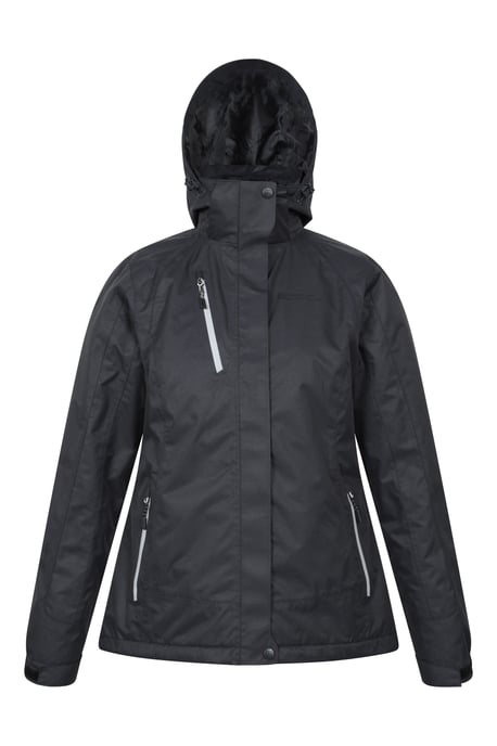 'Bracken' Women's Melange 3 in 1 Jacket Waterproof Hooded Full Zip Winter Coat Black - Image 5