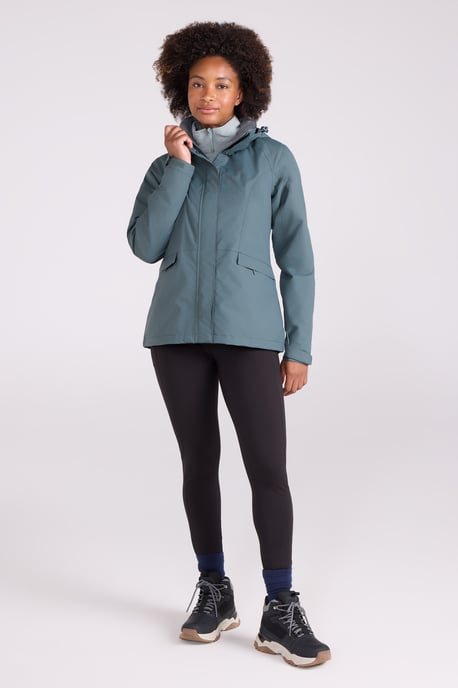 'Thunderstorm' Women's 3 in 1 Jacket Waterproof Inner Fleece Hooded Winter Coat Olive - Image 2