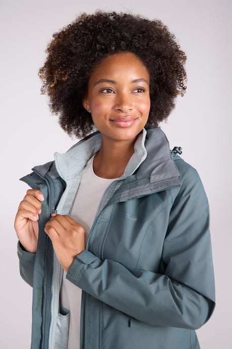 'Thunderstorm' Women's 3 in 1 Jacket Waterproof Inner Fleece Hooded Winter Coat Olive - Image 3