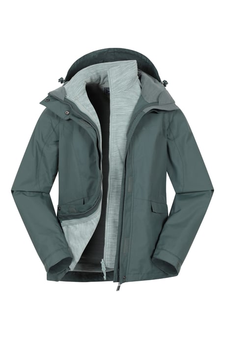 'Thunderstorm' Women's 3 in 1 Jacket Waterproof Inner Fleece Hooded Winter Coat Olive - Image 6