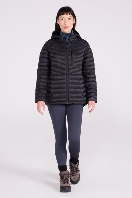 'Skyline' Women's Hydrophobic Down Jacket Water Resistant Hooded Winter Coat Black - Image 3