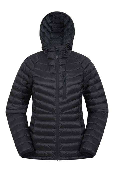 'Skyline' Women's Hydrophobic Down Jacket Water Resistant Hooded Winter Coat Black - Image 6