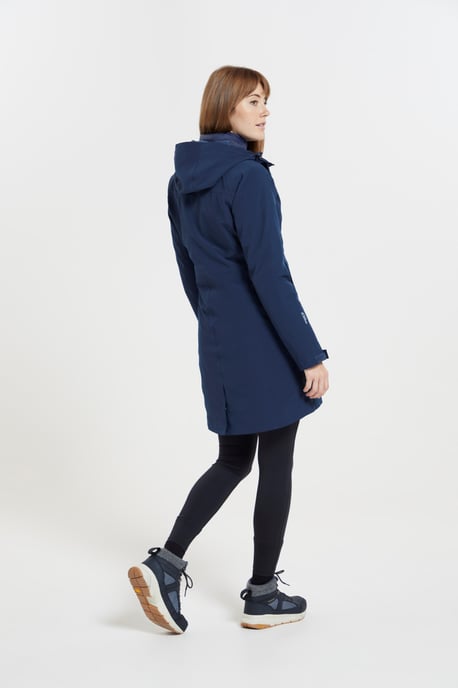 'Alaskan' Women's 3 In 1 Long Jacket with Adjustable Hood Waterproof Coat Navy - Image 4