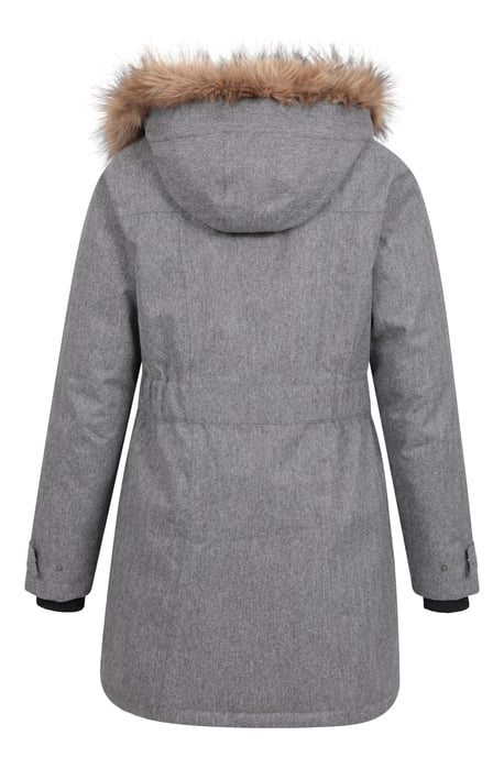'Aurora' Women's Down Jacket Waterproof Faux Fur Hood Warm Full Zip Winter Coat Grey - Image 4