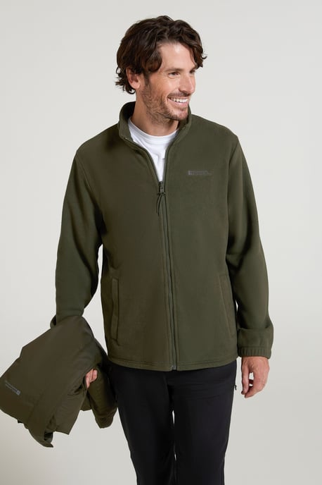 'Fell' Men's 3 in 1 Water Resistant Jacket Adjustable Hood Full Zip Winter Coat Forest Green - Image 4