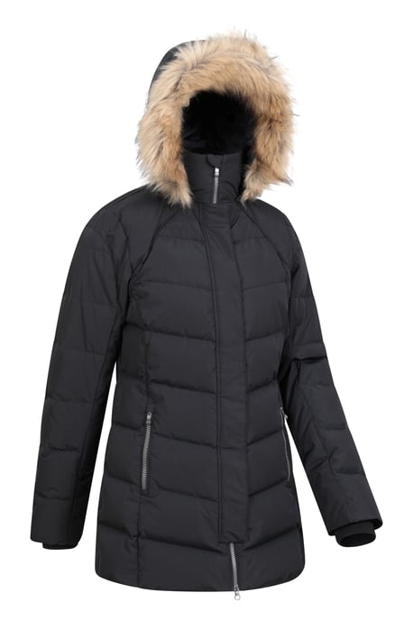 'Isla II' Women's Down Jacket Water Resistant Faux Fur Hood Warm Winter Coat Black - Image 3