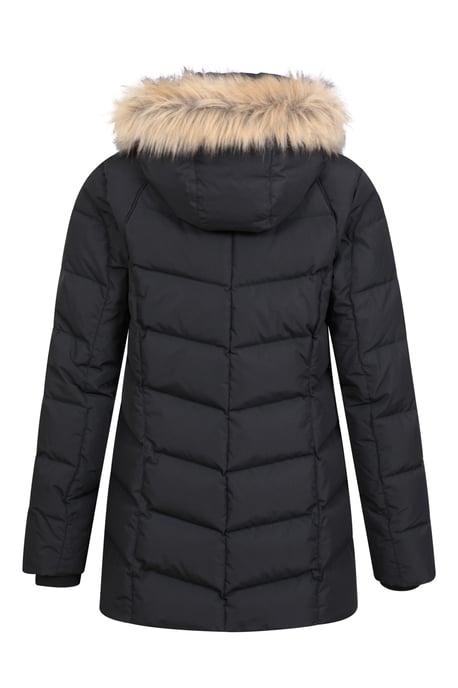 'Isla II' Women's Down Jacket Water Resistant Faux Fur Hood Warm Winter Coat Black - Image 4