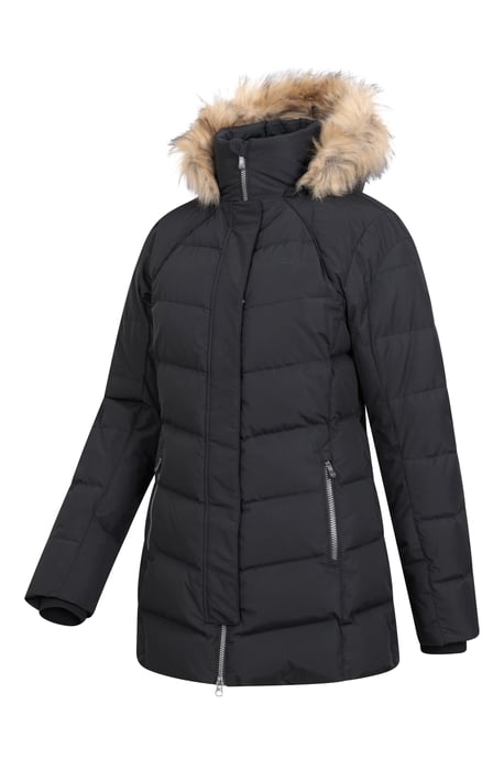 'Isla II' Women's Down Jacket Water Resistant Faux Fur Hood Warm Winter Coat Black - Image 5