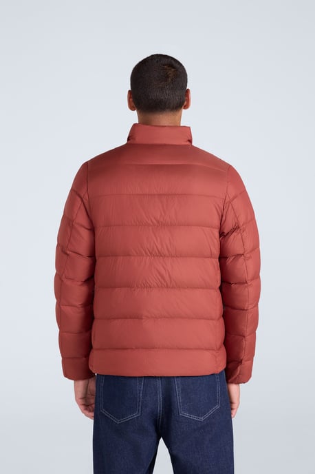 Men's Lightweight Down Jacket Water Resistant Zip Up Hooded Puffer Winter Coat Red - Image 3