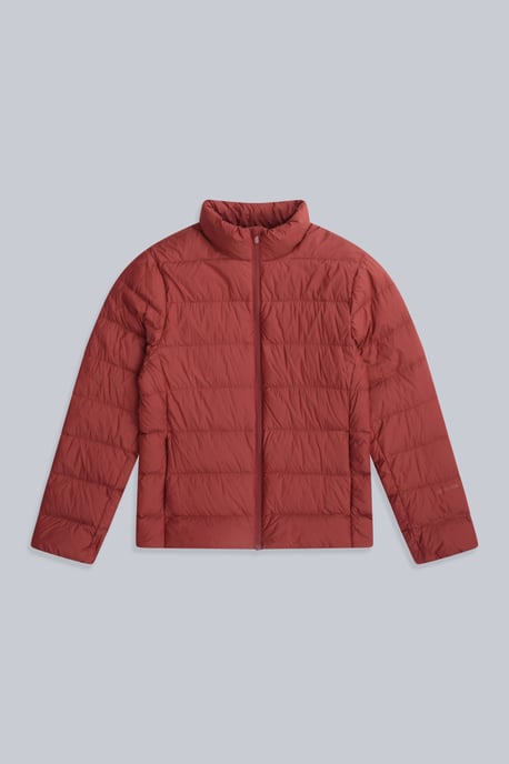 Men's Lightweight Down Jacket Water Resistant Zip Up Hooded Puffer Winter Coat Red - Image 5
