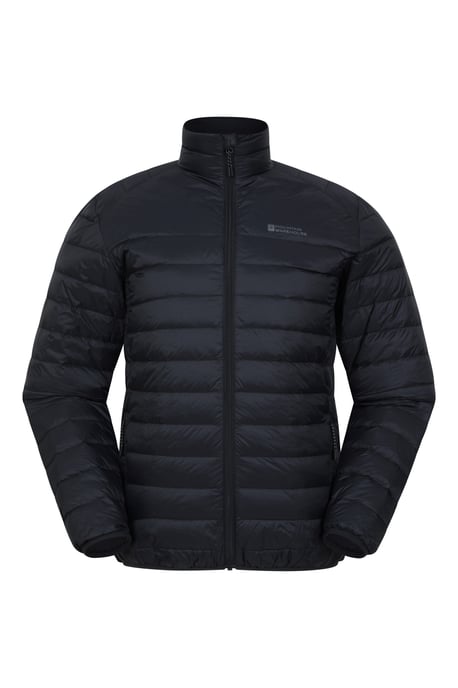 'Featherweight' Men's Down Jacket Water Resistant Puffer Full Zip Winter Coat Black - Image 5