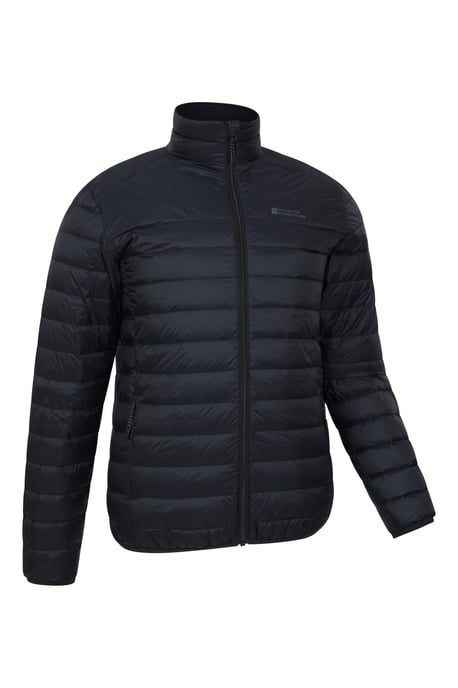 'Featherweight' Men's Down Jacket Water Resistant Puffer Full Zip Winter Coat Black - Image 6